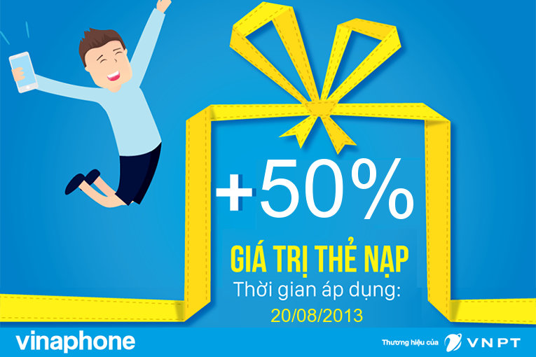 Vinaphone khuyến mại 50% trong ngày 20/8/2013