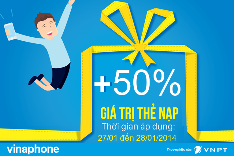 Vinaphone khuyến mại 50% từ ngày 27/1 đến 28/1/2014