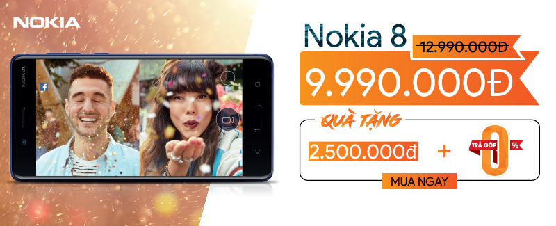 Nokia 8 + quà tặng 2.5 Triệu